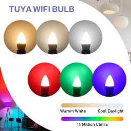 1-10PCS LED Candle Tuya Bulb WiFi E14 Smart RGB CW AC 85-265V 6W LED Lamp C37 Bulbs App Voice Control Support Alexa Google Home