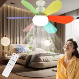 E27 Base LED Ceiling Fan Light with Remote Control 85V-265V Voltage 3 Color Lights Dimmable Lamp for Living Room Home Decor