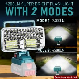 4200LM 40W LED Work Light for Bosch 18V Battery, USB Port Flashlight Camping Emergency (Battery Not Included)