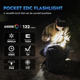 WUBEN E7 1800 Lumen Rechargeable Mini Flashlight with Magnet - Super Bright 6 Modes ArmyGreen EDC Flashlight, Typ-C Rechargeable