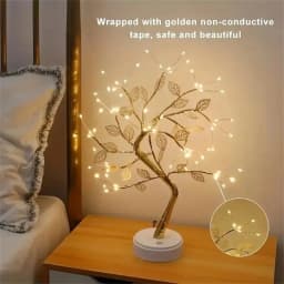 LED Golden Leaf Table Lamp Christmas Tree Fairy Light Night Lights Home DIY Party Wedding Bedroom Decoration Mother's Day Gift