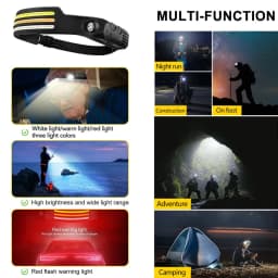 LED COB Sensor Floodlight Rechargeable Working Light Headlamp Emergency Light Outdoor Waterproof Camping Fishing Flashlight