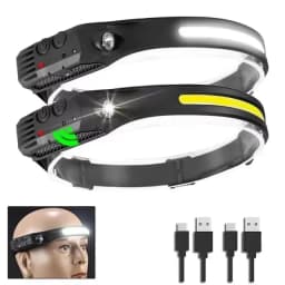 LED COB Sensor Floodlight Rechargeable Working Light Headlamp Emergency Light Outdoor Waterproof Camping Fishing Flashlight
