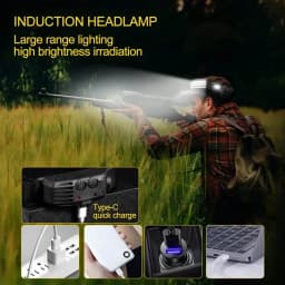 LED COB Sensor Floodlight Rechargeable Working Light Headlamp Emergency Light Outdoor Waterproof Camping Fishing Flashlight