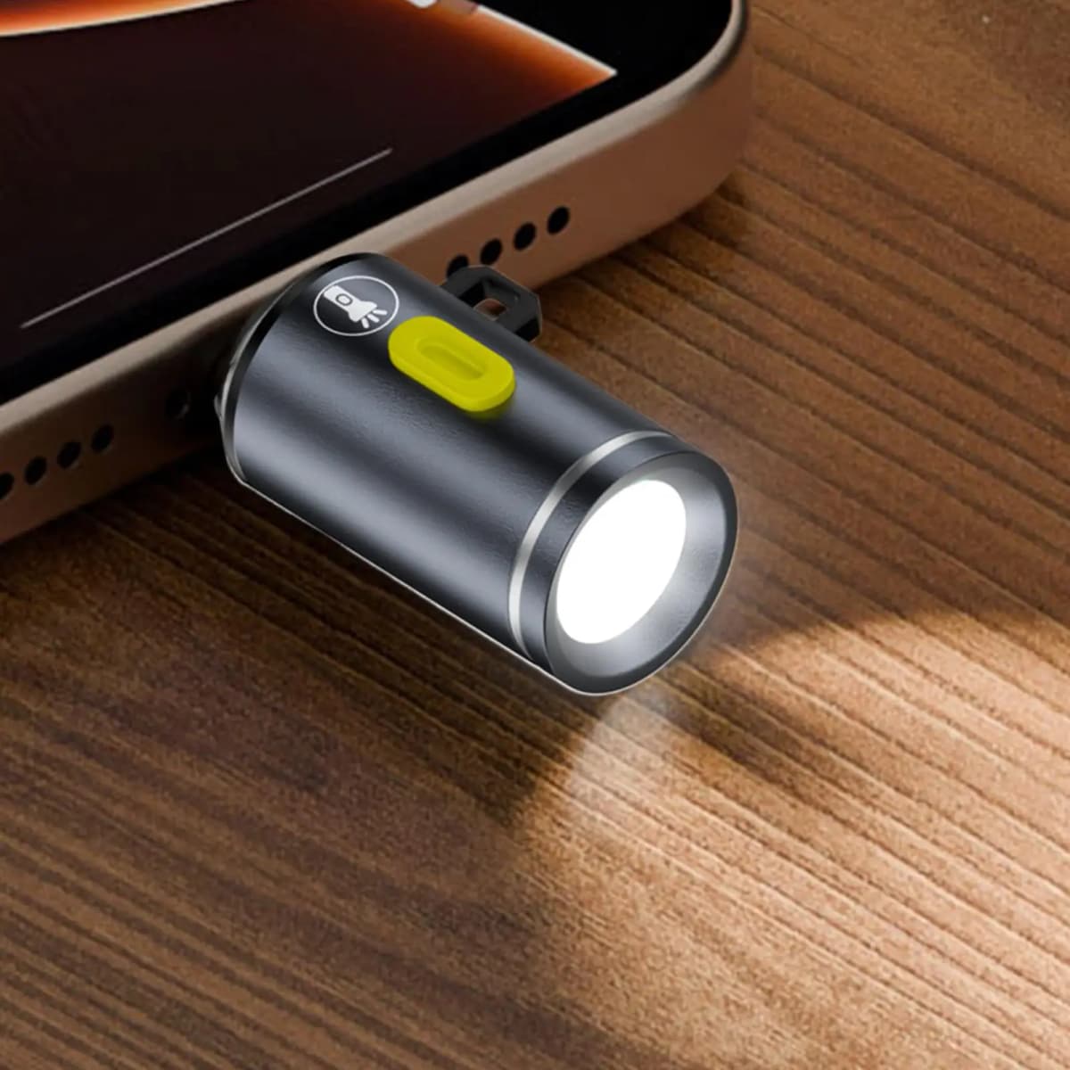 Portable Type-C Mini Flashlight Phone Keychain USB-C Electric Torch Nightlight Table Lamp For Riding Sports Outdoor Camping