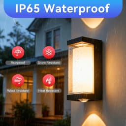 Dual-Sided IP65 Outdoor Wall Light, Warm Light，12W High Brightness with Universal AC85-265V for Porch, Stairs, Garden