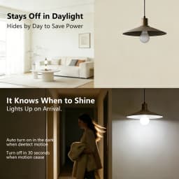 2 Pack Dusk to Dawn Light Bulbs 9W 12W Auto On Off Light Bulb Cold Warm White Motion Sensor Bulb for Garage Stairs Porch Garden