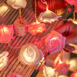 3m 20LED Artificial Rose Flower String Light Battery Powered Wedding Fairy Garland Room Decoration Ramadan Mother's Day Gifts