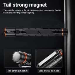 Alonefire Zoom Mini EDC Pen Light Flashlight USB Rechargeable Magnet Small Torch Outdoor Hiking Travel Camping Work Repair Lamp