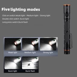 Alonefire Zoom Mini EDC Pen Light Flashlight USB Rechargeable Magnet Small Torch Outdoor Hiking Travel Camping Work Repair Lamp