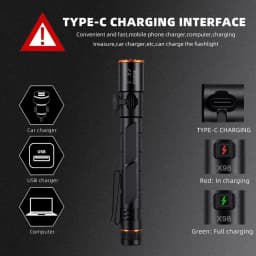 Alonefire Zoom Mini EDC Pen Light Flashlight USB Rechargeable Magnet Small Torch Outdoor Hiking Travel Camping Work Repair Lamp