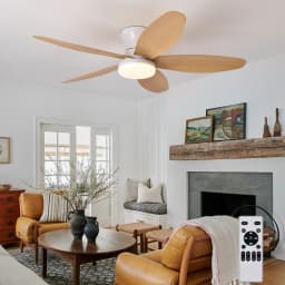Ceiling Fan with Light 3 Colors, 6 Speeds, Timing, Ceiling Fan with Remote Control 5 Blades for Kitchen Bedroom Dining Room