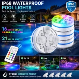 Submersible 13LEDs Lights Waterproof Underwater RGB with Remote Control Colour-Changing Light, Battery-Operated Flameless Lamps