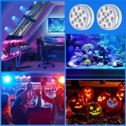 Submersible 13LEDs Lights Waterproof Underwater RGB with Remote Control Colour-Changing Light, Battery-Operated Flameless Lamps