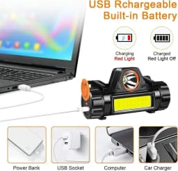 Rechargeable COB LED USB Headlamp Strong Magnetic Powerful Headlight Super Bright Waterproof Head Torch For Outdoor Fishing