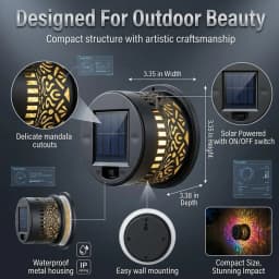 Solar Mandala Wall Light Outdoor Garden Fence Projector Lamp Patio Ambient Decor Waterproof Metal Fence Lights Outdoor Decor