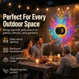 Solar Mandala Wall Light Outdoor Garden Fence Projector Lamp Patio Ambient Decor Waterproof Metal Fence Lights Outdoor Decor