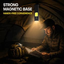 Portable Magnetic Flashlight with Clip,Ultra-Slim LED Work Light, USB-C Rechargeable, 4 Light Modes with Red Warning Light