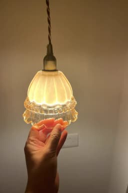 Retro Jellyfish Glass Pendant Light Adjustable E14 Lamp for Bedside Kitchen Island Dining Ceiling Small Design