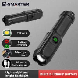 USB Rechargeable Tactical Torch High Power LED Telescopic Zoom Flashlight with Built-in 18650 Battery Waterproof for Fishing And