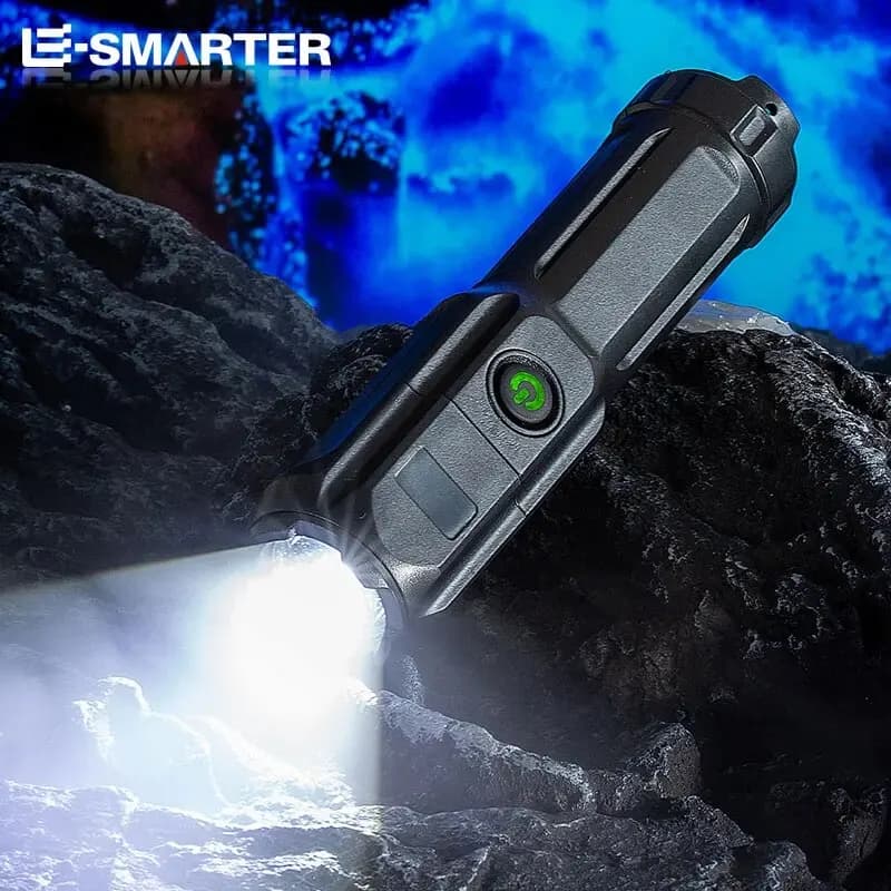 USB Rechargeable Tactical Torch High Power LED Telescopic Zoom Flashlight with Built-in 18650 Battery Waterproof for Fishing And