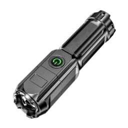 USB Rechargeable Tactical Torch High Power LED Telescopic Zoom Flashlight with Built-in 18650 Battery Waterproof for Fishing And