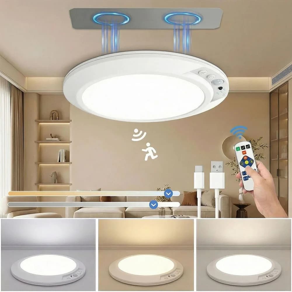 Wireless Wall Lamp Motion Sensor Ceiling Light USB Type-C Rechargeable Magnetic Lamp Remote LED Night Light For Kitchen Coatroom