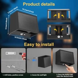 Outdoor Solar Wall Light Outdoor Garden Motion Sensor 3000K Fence Lamp with 3 Modes for Patio Yard Garage Solar LED Porch Lamp