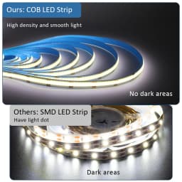 DC 12V 24V CCT COB LED Strip Light 5mm 8mm 10mm 608 LEDs/m 2700K to 6500K LED Tape Linear Double Color RA90 Dimmable Ribbon Lamp