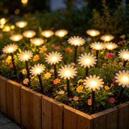 Outdoor Solar String Daisy Stake Lights, Waterproof Chrysanthemum LED Ground Lamps for Aesthetic Courtyard Garden Yard Decor