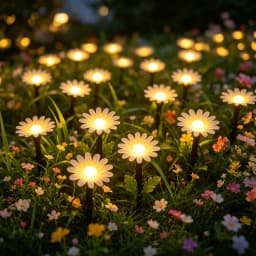 Outdoor Solar String Daisy Stake Lights, Waterproof Chrysanthemum LED Ground Lamps for Aesthetic Courtyard Garden Yard Decor
