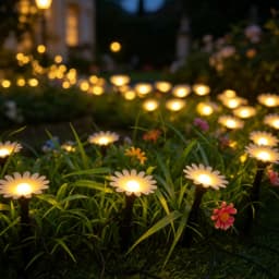 Outdoor Solar String Daisy Stake Lights, Waterproof Chrysanthemum LED Ground Lamps for Aesthetic Courtyard Garden Yard Decor