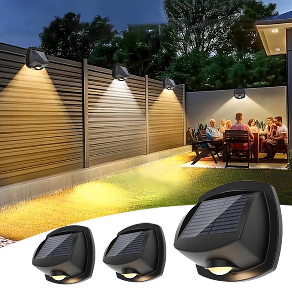 1pcs Outdoor LED Solar Wall Light 3 Colors RGBW Waterproof Peak Project Spotlight for Garden Yard Porch Pathway Patio Home Decor