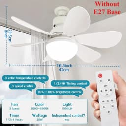 JOYINLED Dimmable Ceiling Fan Light, 30W/40W LED Lamp with Remote Control, 6 Blades, E27 Socket, for Bedroom & Office, 85-265V