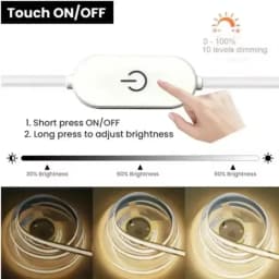 DC5V USB COB LED Strip 1-5M 320LEDs/M Touch Dimmer Flexible Tape Light for TV Mirror Cabinet Kitchen Room DIY Decor Backlighting