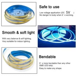 DC5V USB COB LED Strip 1-5M 320LEDs/M Touch Dimmer Flexible Tape Light for TV Mirror Cabinet Kitchen Room DIY Decor Backlighting