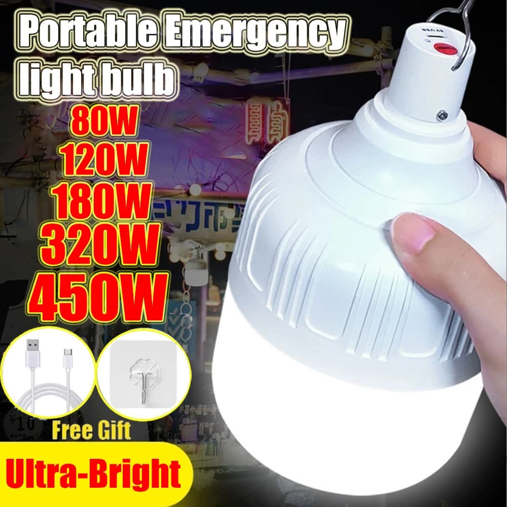 Outdoor USB Rechargeable LED Portable Lantern Night Lights Lamp Bulbs High Brightness Emergency Light Hook Up Camping Fishing