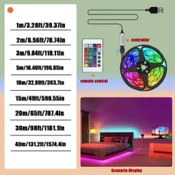 RGB 5050 Strip Light with 24 Key Controller, 1m~40m Led Strip Lights for Bedroom, Kitchen, TV, Holidays (Halloween, Birthday)