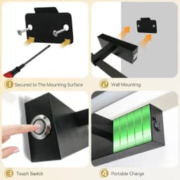 Picture Light for Wall 5200mAh Rechargeable Battery Lights Wireless with Remote 3 Color & Dimmable Touch Switch LED Wall Lamps