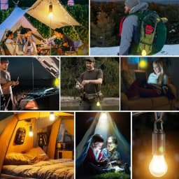 Solar Camping Lights USB Rechargeable Lighting Bulb 3 Lighting Modes Hook Design Portable Emergency Bulb for Outdoor Hiking