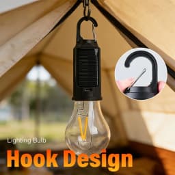 Solar Camping Lights USB Rechargeable Lighting Bulb 3 Lighting Modes Hook Design Portable Emergency Bulb for Outdoor Hiking