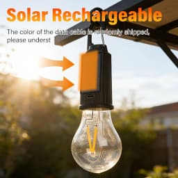 Solar Camping Lights USB Rechargeable Lighting Bulb 3 Lighting Modes Hook Design Portable Emergency Bulb for Outdoor Hiking