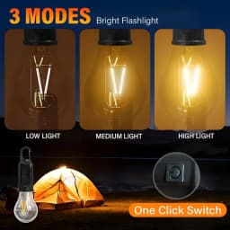 Solar Camping Lights USB Rechargeable Lighting Bulb 3 Lighting Modes Hook Design Portable Emergency Bulb for Outdoor Hiking