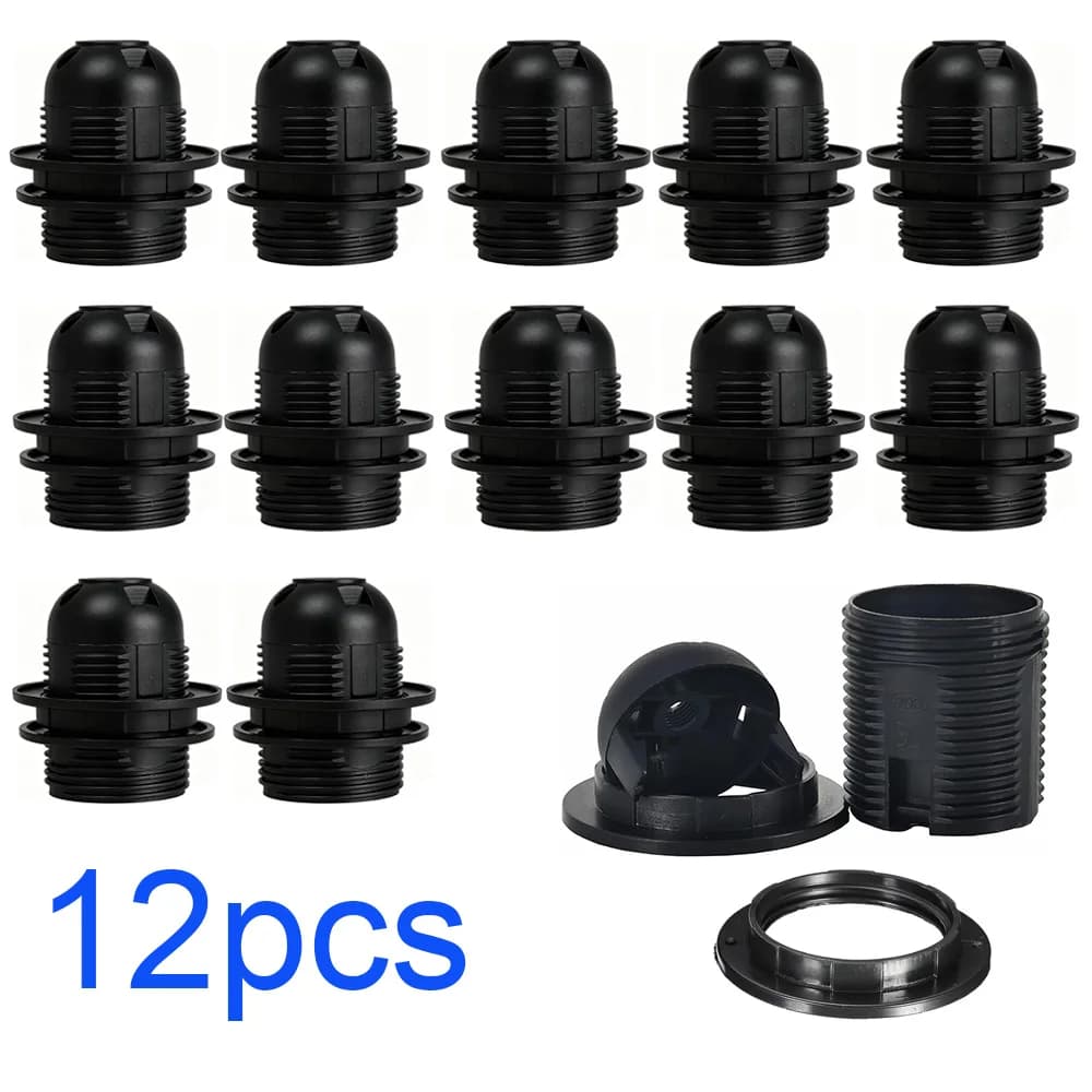 12packs Lamp Holder E27 Full Tooth Lamp Socket with two Fitting Ring E26 Light Bulb Replacement Base For Lampshade Hanging Light