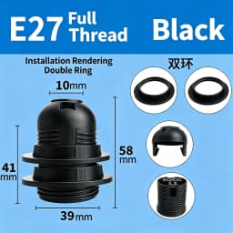 12packs Lamp Holder E27 Full Tooth Lamp Socket with two Fitting Ring E26 Light Bulb Replacement Base For Lampshade Hanging Light