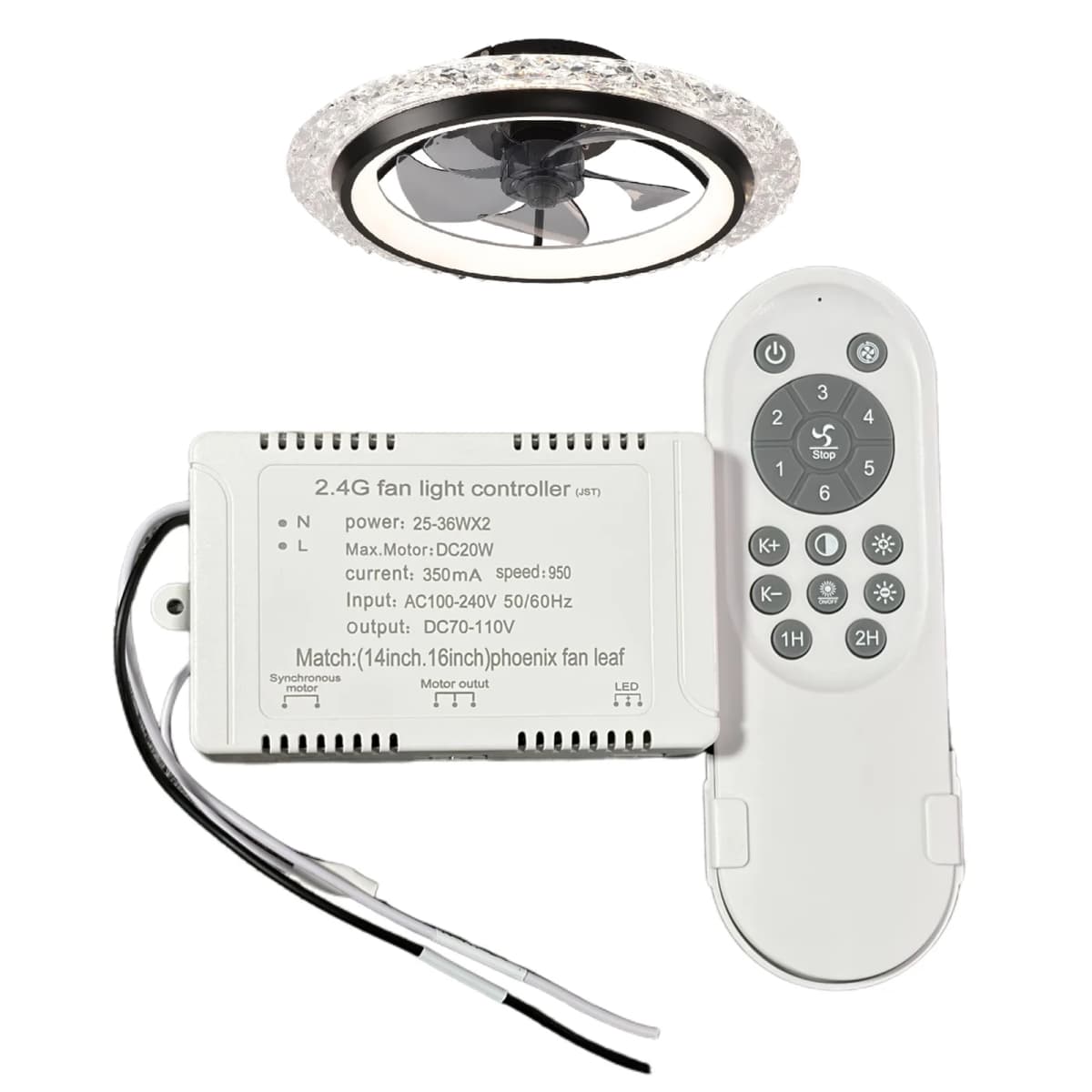IRALAN Ceiling Fan Light Replacement Remote Kit  Fan Light Controller 6 Speed Fan Dimmable LED Fan Driver 2.4g Fan Lamp Receiver