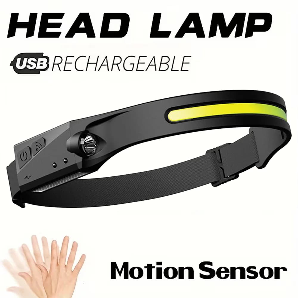 COB LED Headlamp Induction Head Lamp Built-in Battery USB Rechargeable Head Flashlight Outdoor Camping Fishing Working Headlight