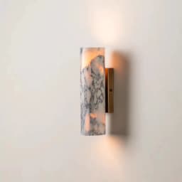 Minimalist Marble Wall Lamp Cylinder Shape Brass Base LED Sconce for Staircase Corridor Bedside Modern Home Decor