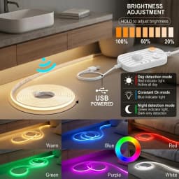 PIR Induction Dimmable 5V USB Adjustable COB Light Strip Motion Sensor Night Light Bathroom, Bedroom, Bed TV Lighting Decoration