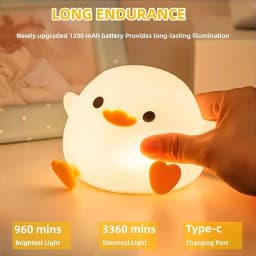 Cute DoDo Duck LED Night Light Touch-Sensitive  Rechargeable Silicone Lamp for Nursery Bedroom Bedside